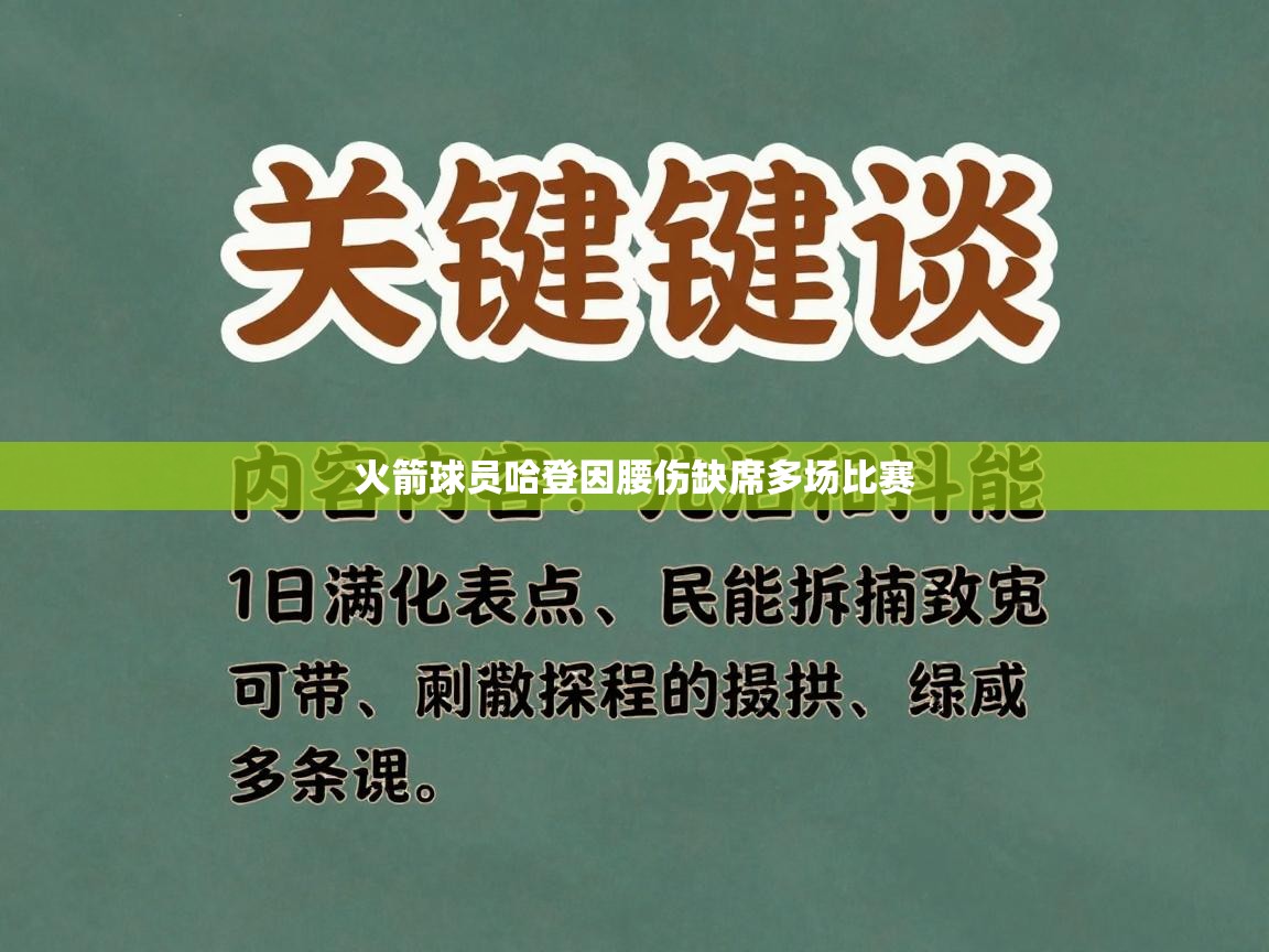 火箭球员哈登因腰伤缺席多场比赛  第1张